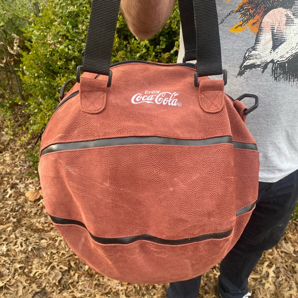 Rare 90s Textured Coca Cola Basketball Shaped Novelty Gym Bag